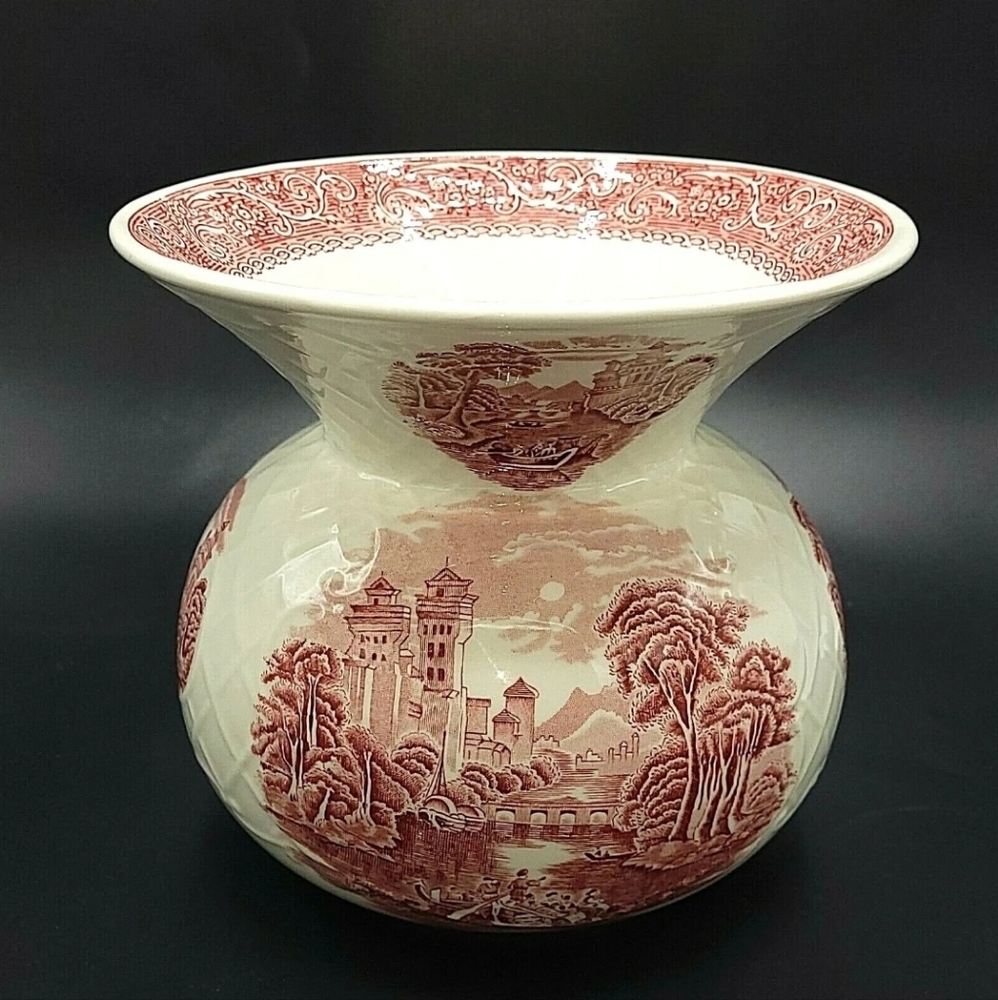Rare Enoch Wedgwood Tunstall Ltd Spittoon River Scene England Red Transfer